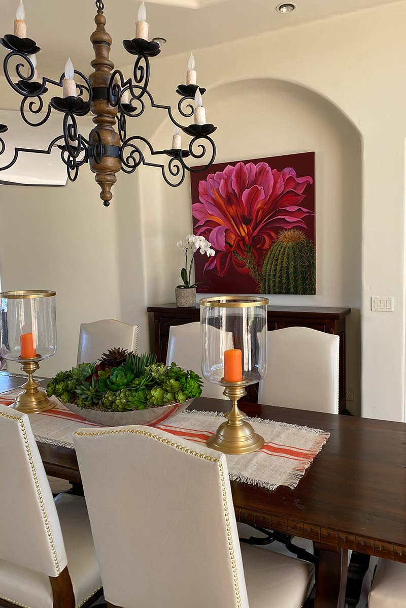 art in homes beth zink painting pink flower with cactus